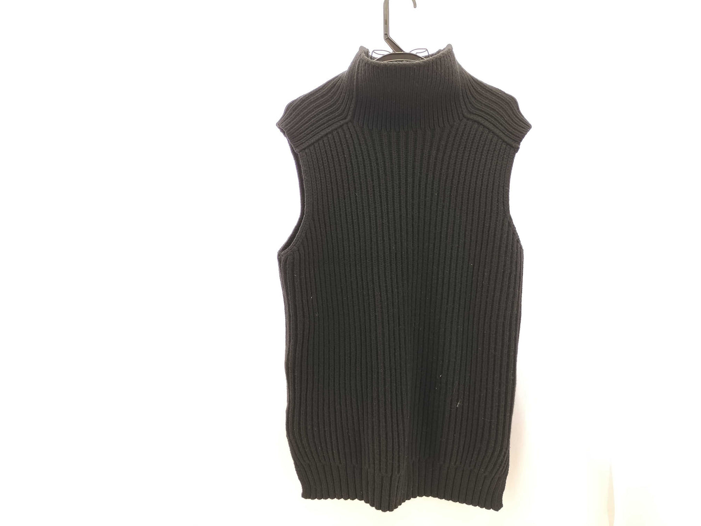 CELINE, Excellent Condition, Phoebe Period ◎ CELINE Loosely Knitted Tunic Vest, Cashmere, Turtleneck, Black, Vest, Sweater, Phoebe Philo, Ribbed Knit Vest
