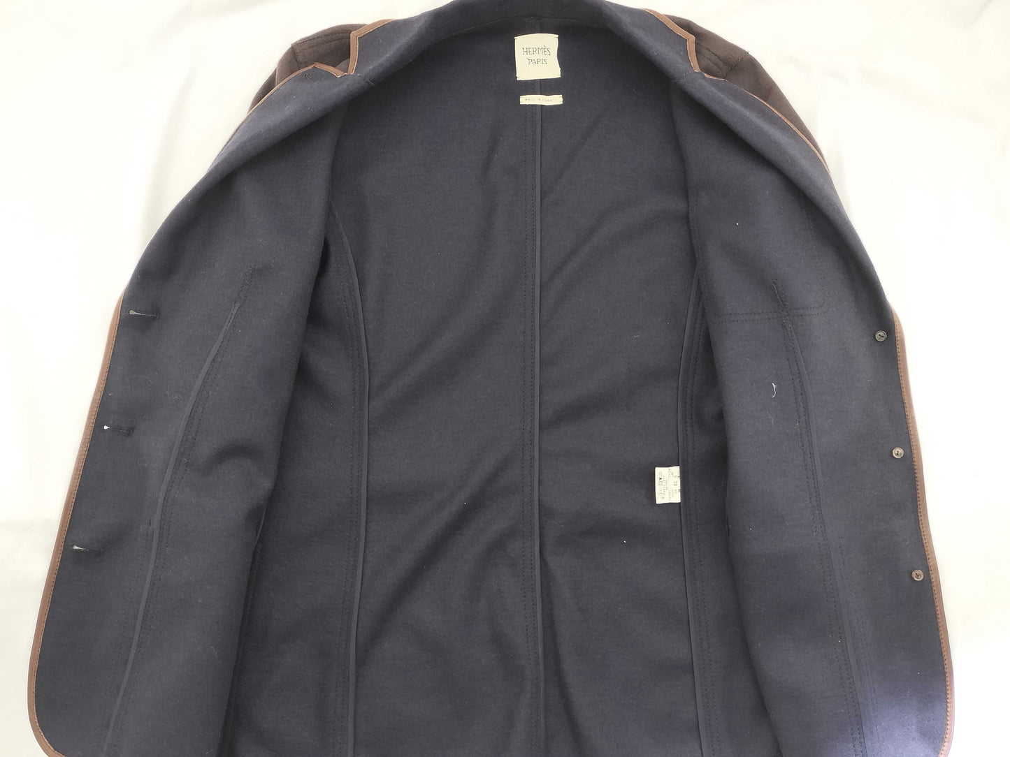 HERMES HERMES Double-Face Tailored Jacket Serie Leather H Logo Jacket