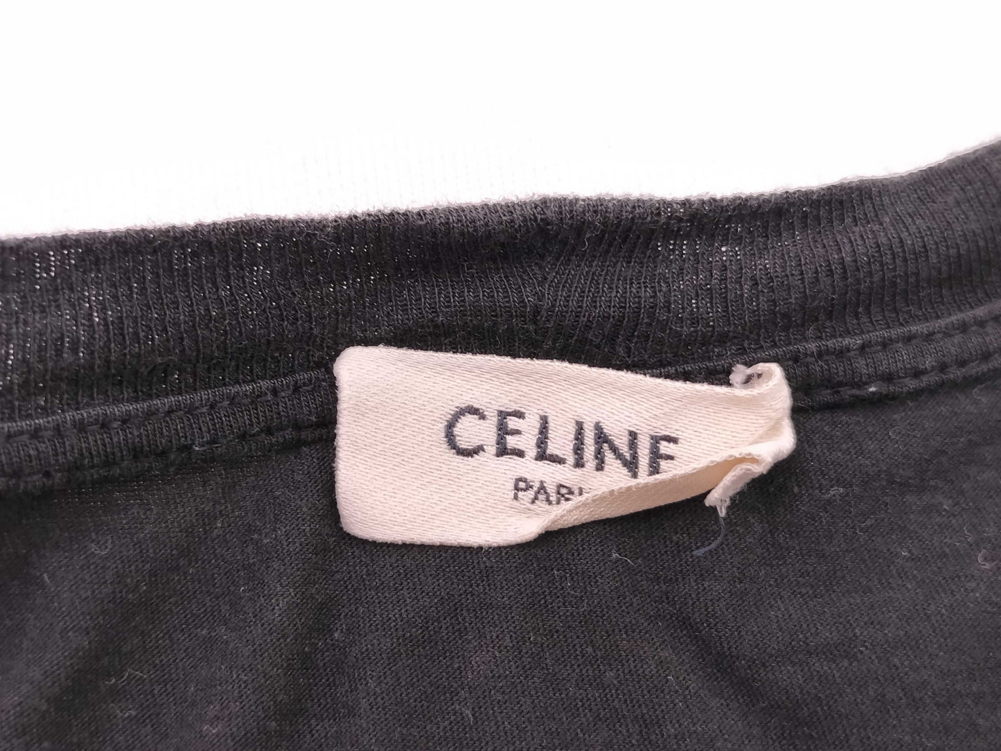 CELINE Black T-shirt Current logo T-shirt
