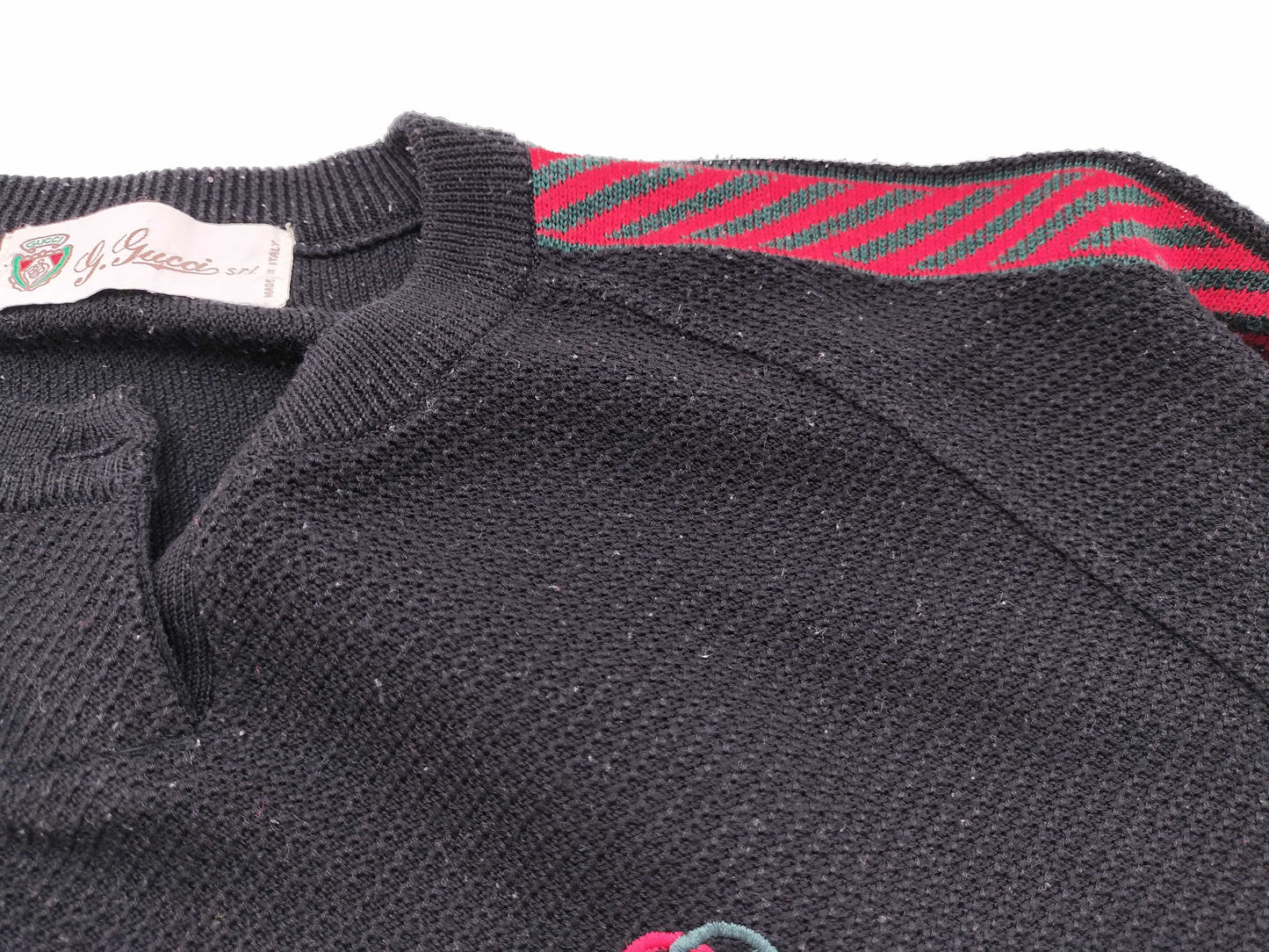 GUCCI Logo Embroidered Knit Top in Black