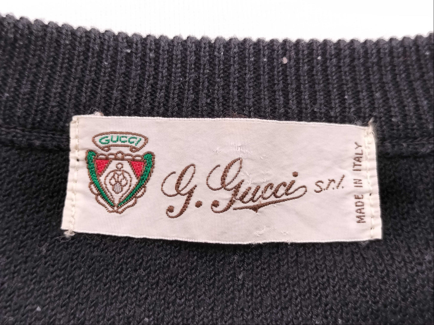 GUCCI Logo Embroidered Knit Top in Black