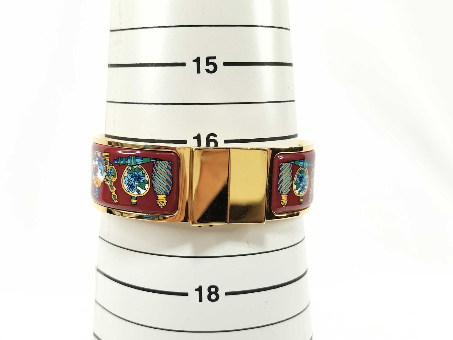 HERMES GM Click Enamel Bangle in Red/Gold