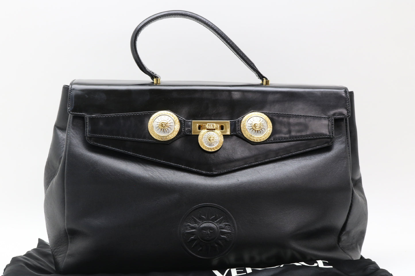 VERSACE Sunburst Leather Handbag