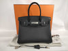 HERMES Birkin 30 Epsom Black Stainless Steel Handbag with Z Stamp