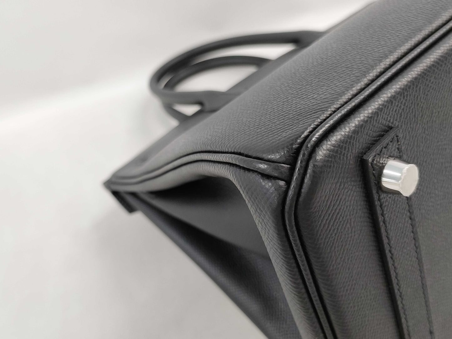 HERMES Birkin 30 Epsom Black Stainless Steel Handbag with Z Stamp