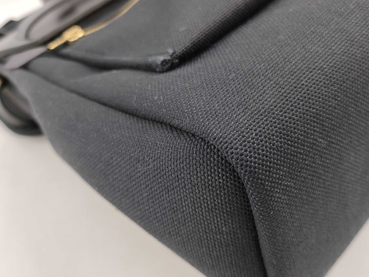 HERMES Airbag Zip 31PM Toile Officier Vache Hunter Black GP Z Stamp Handbag
