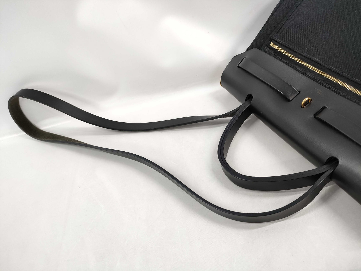 HERMES Airbag Zip 31PM Toile Officier Vache Hunter Black GP Z Stamp Handbag