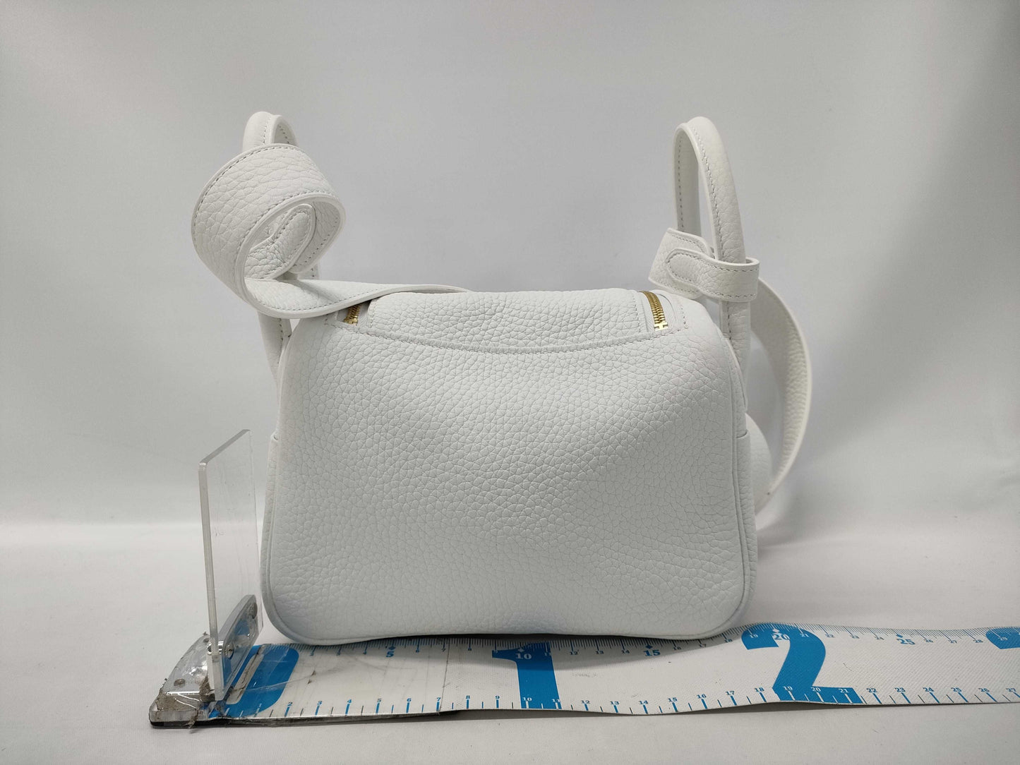 HERMES Lindy Mini Taurillon Clemence New White GP W Stamp Handbag