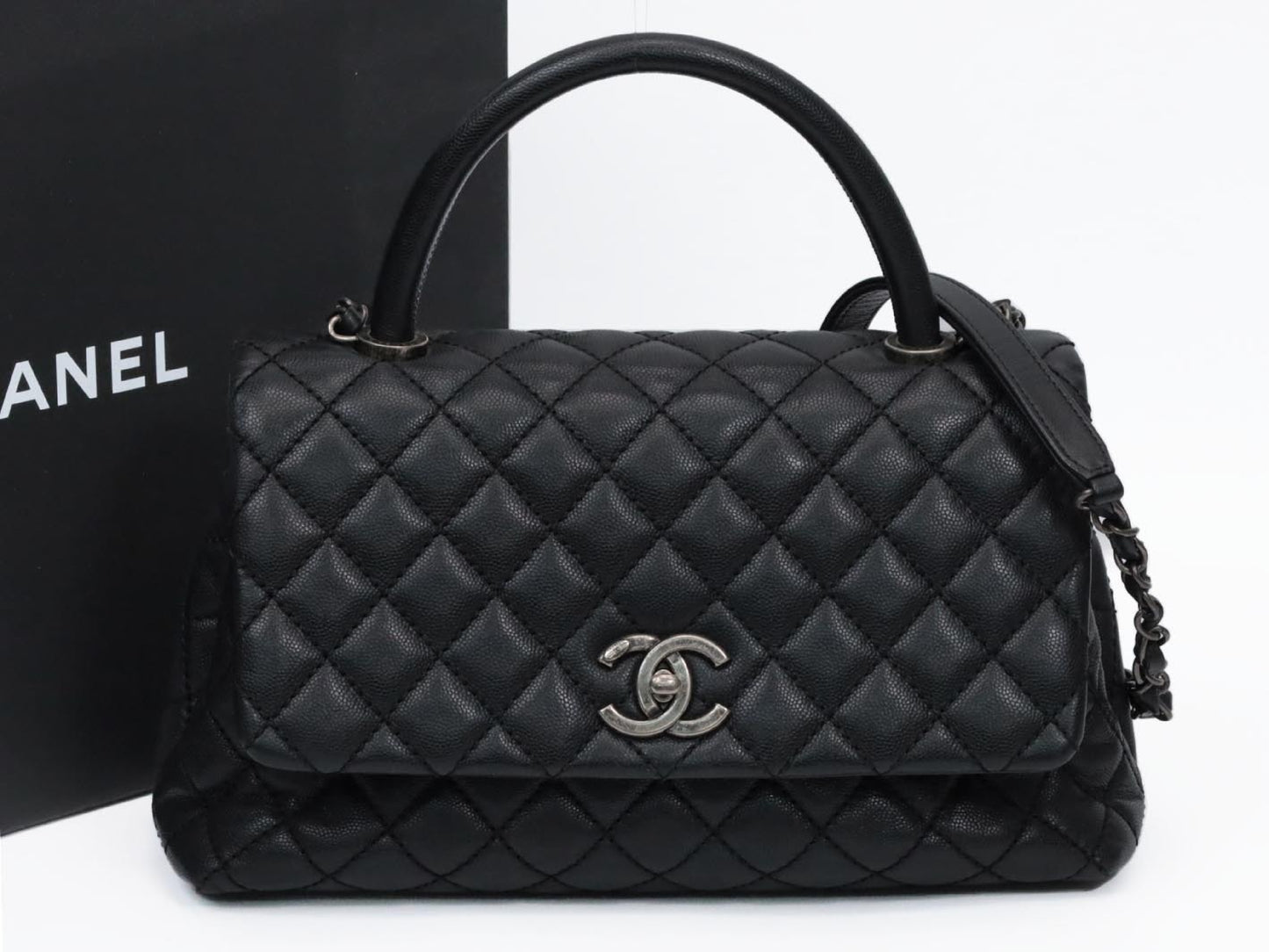 CHANEL Caviar Skin Coco Handle S 21 Series Shoulder Bag