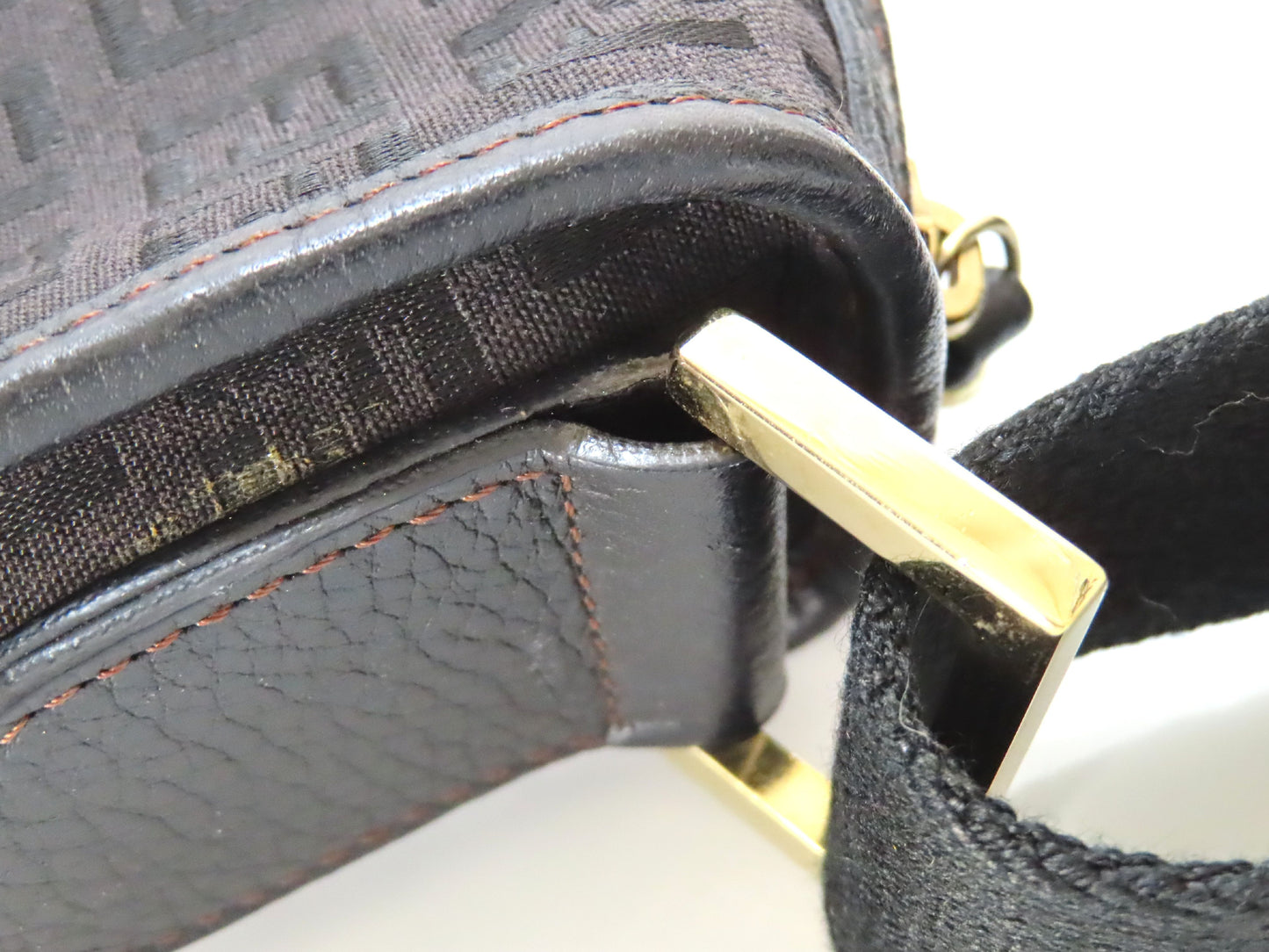 FENDI Zucca Zucchino Shoulder Bag with Charm