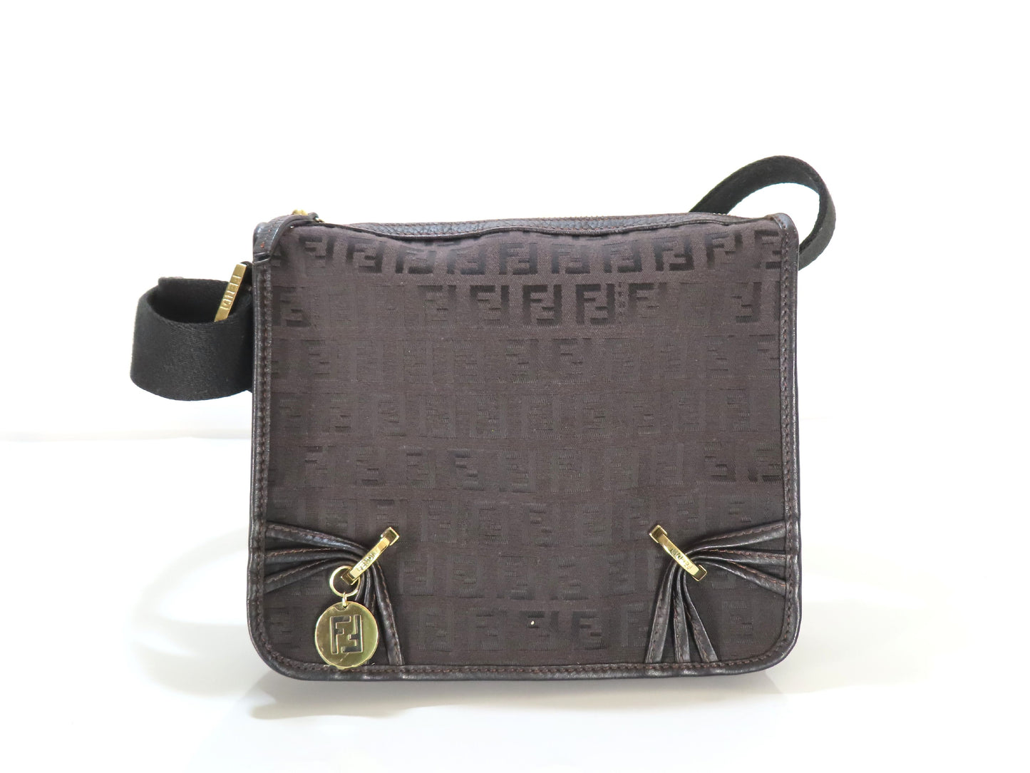 FENDI Zucca Zucchino Shoulder Bag with Charm