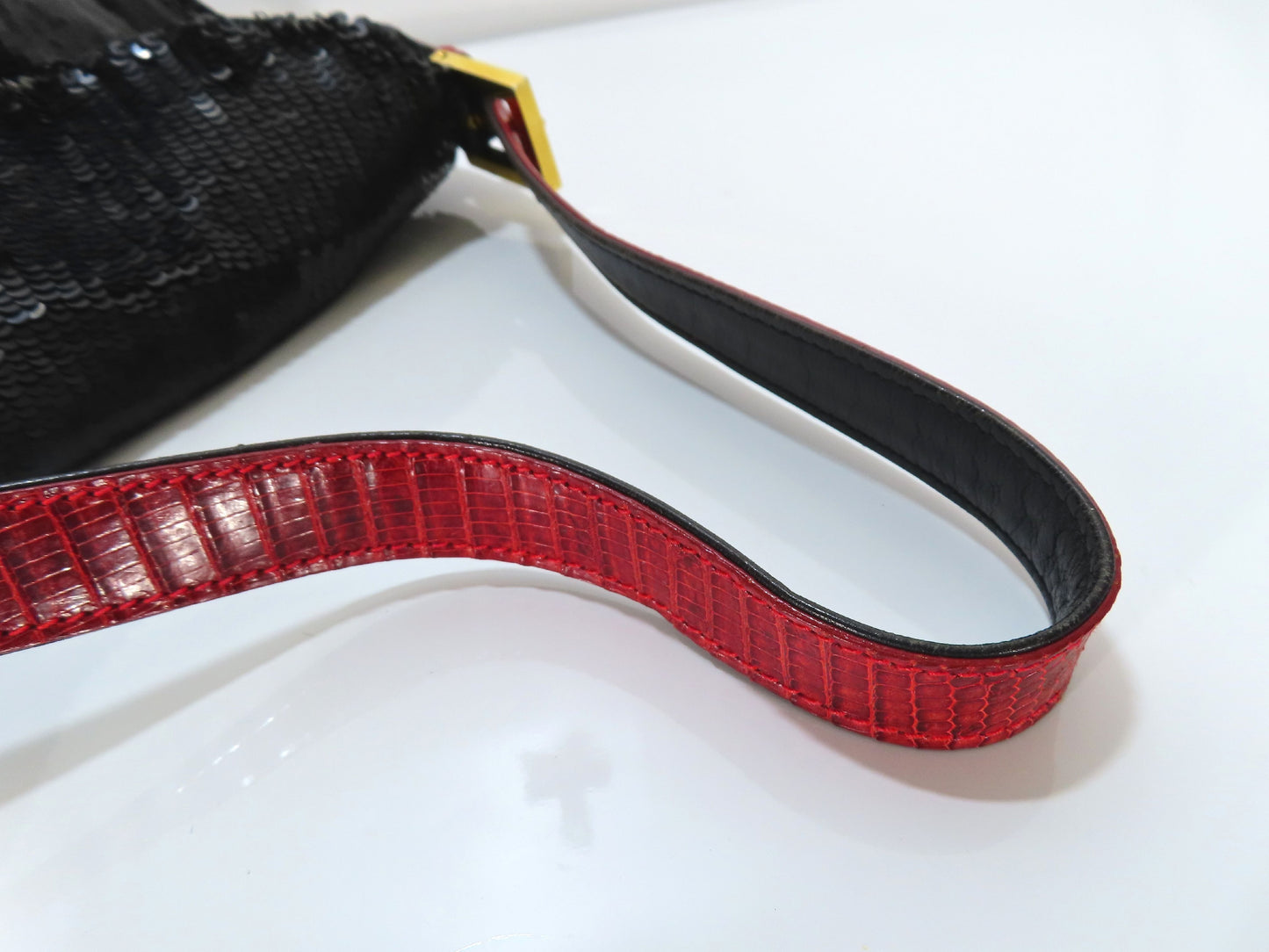 FENDI Sequin Lizard Mamma Bucket Shoulder Bag Handbag