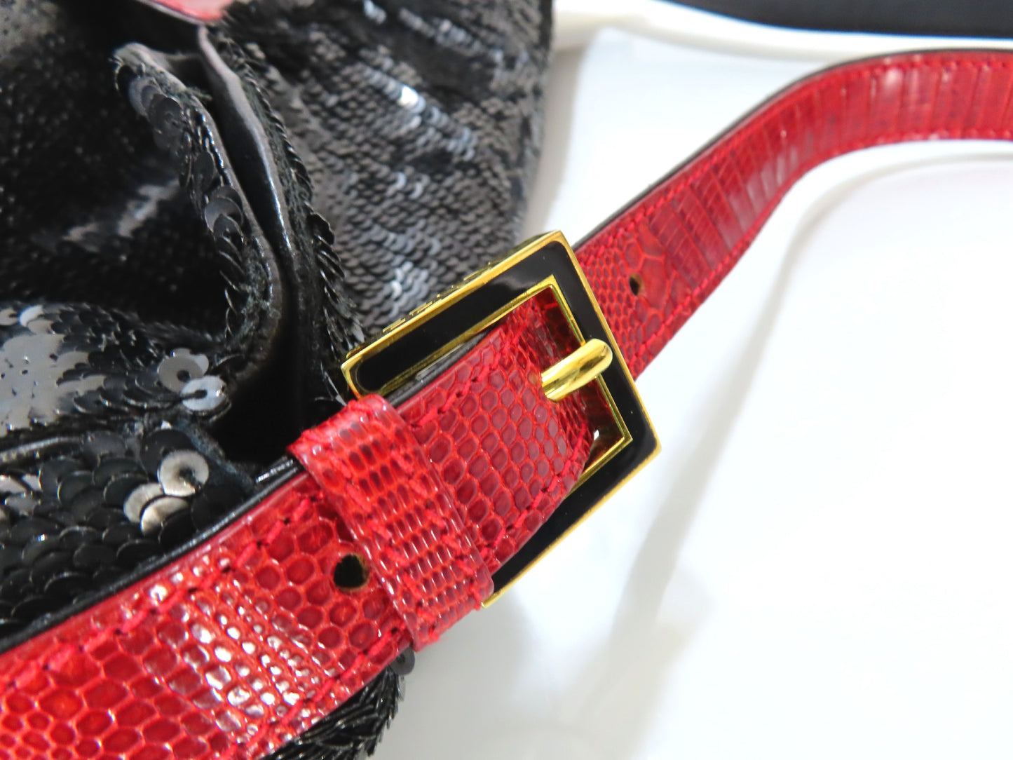 FENDI Sequin Lizard Mamma Bucket Shoulder Bag Handbag