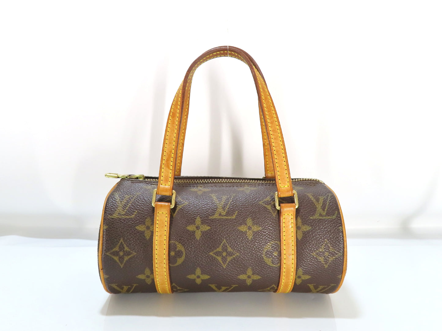 LOUIS VUITTON Monogram Papillon 19 Natural Leather Handbag