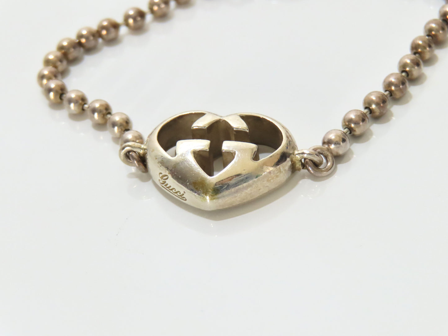 GUCCI Interlocking G Heart Ball Chain Bracelet 925 Bracelet/Bangle