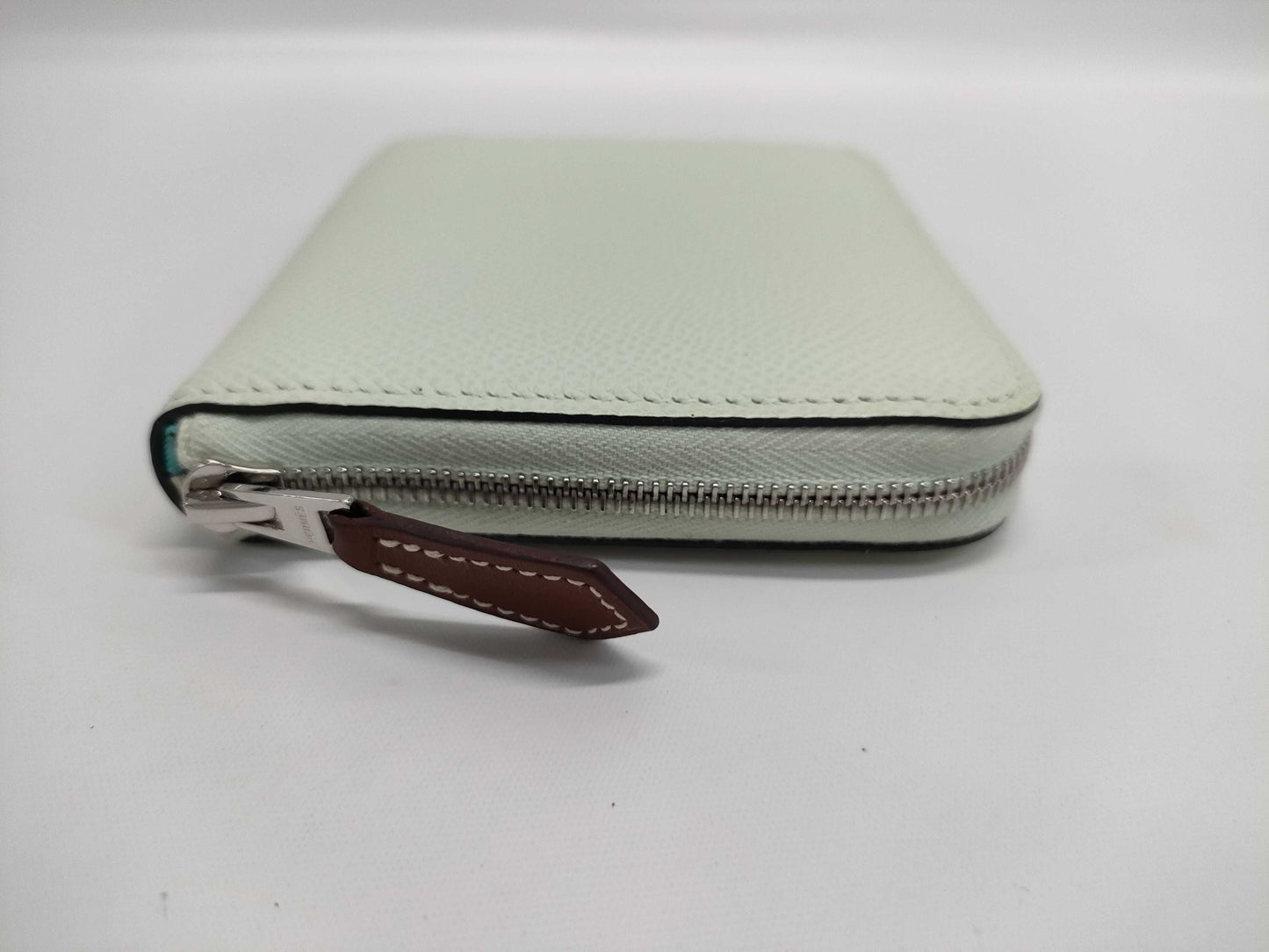 HERMES Silk in Compact Epson Vert Fizz B Stamp Wallet