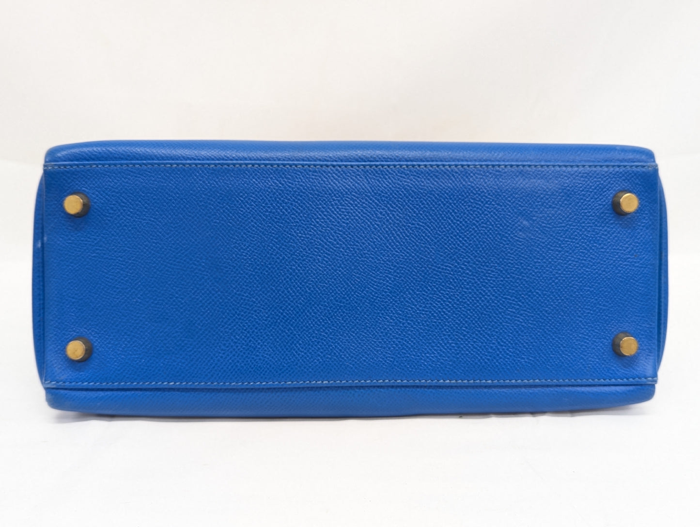 HERMES Kelly 28 Couchvel Blue France Handbag with B Stamp