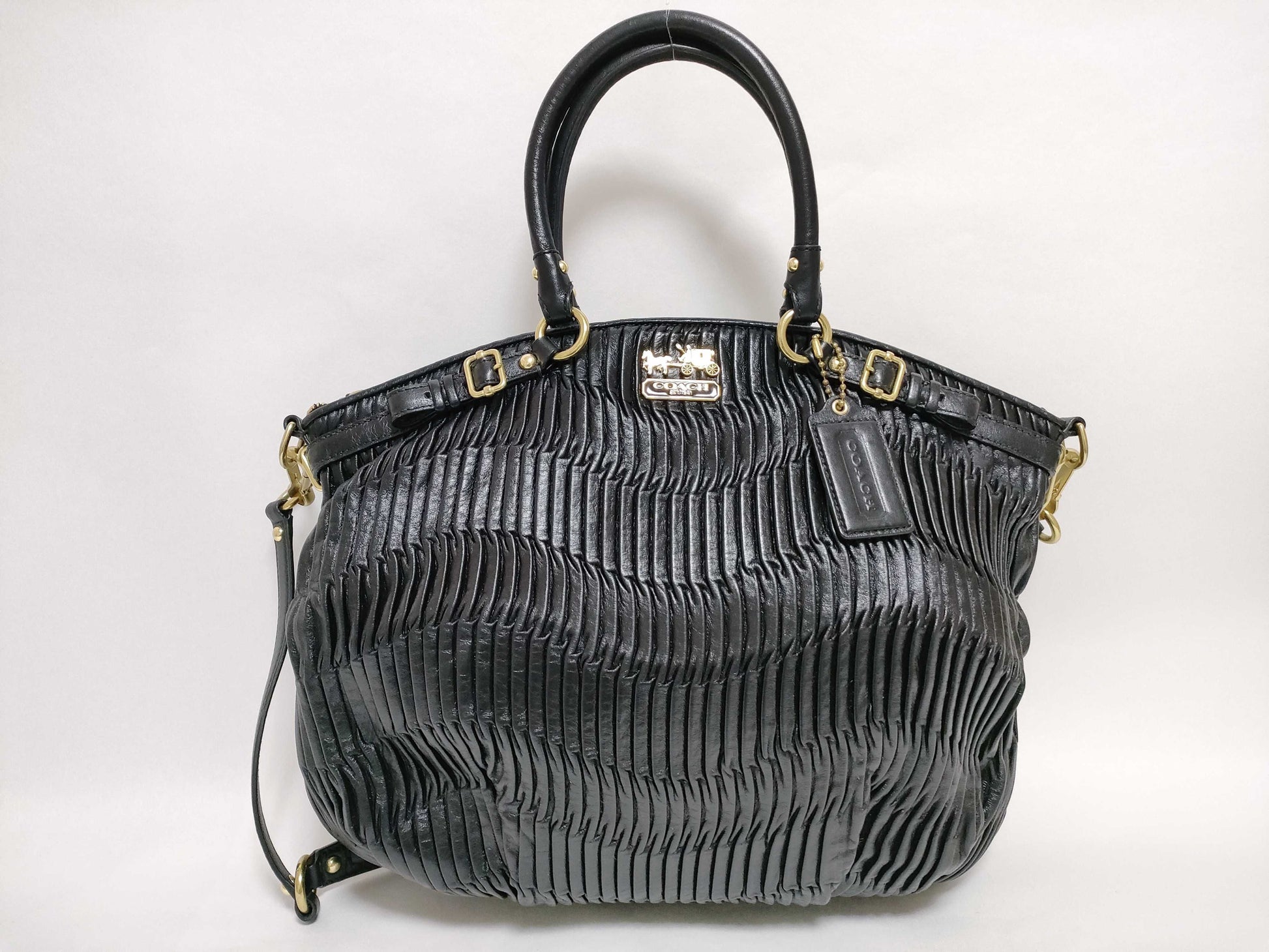 COACH Madison Gathered Leather 2-Way Handbag