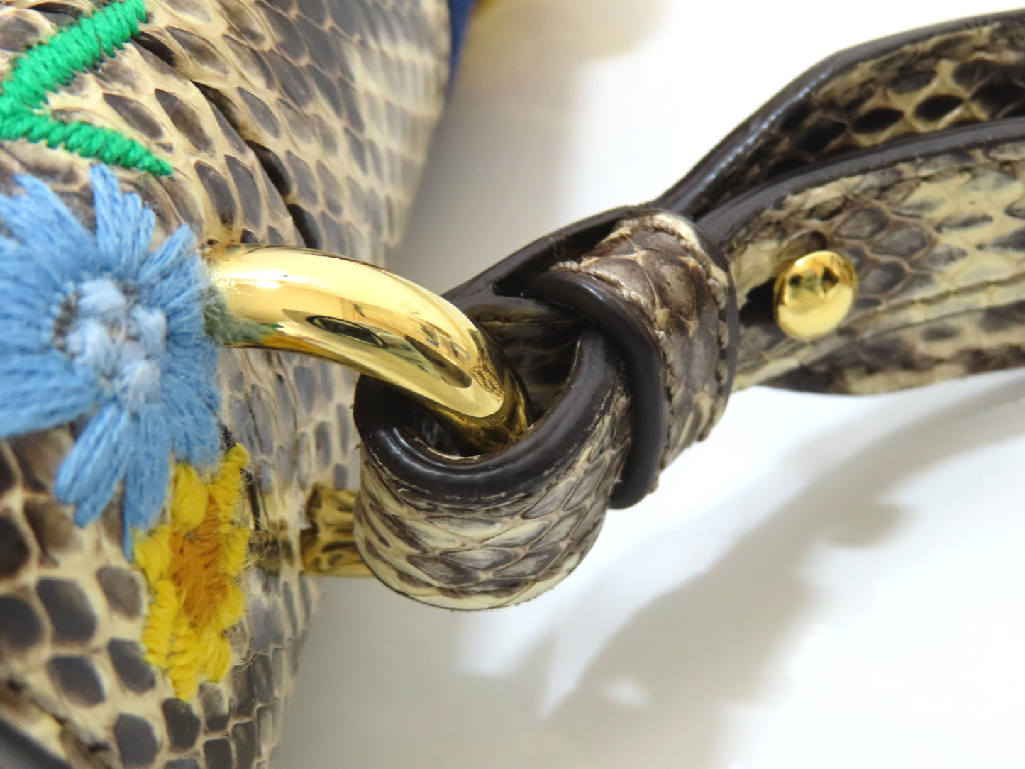 GUCCI GUCCI Sherry Line Python Sylvie Flower Embroidery 2-Way Shoulder Bag 421882 Shoulder Bag