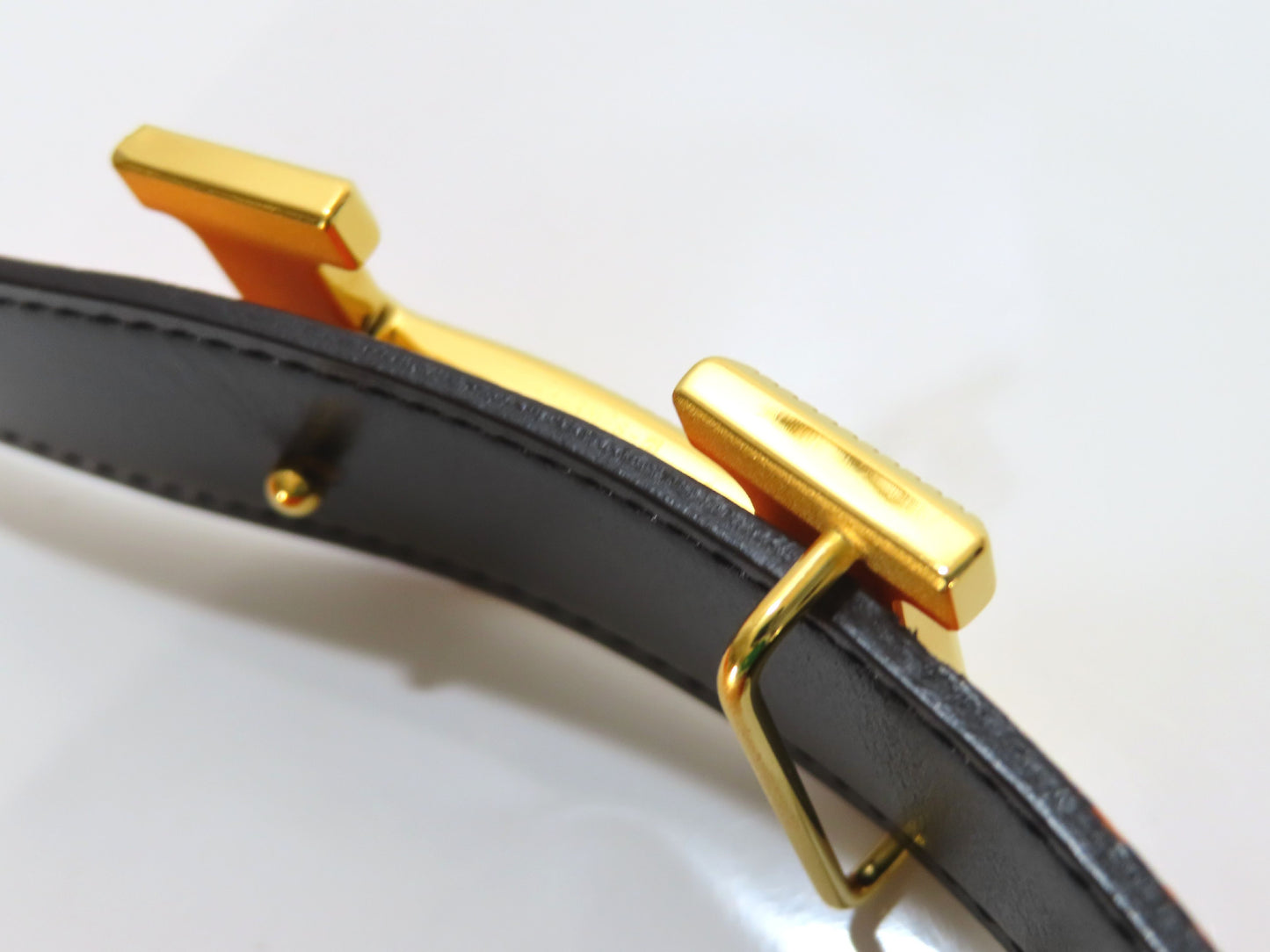 HERMES Constance H Storie U Stamp 2022 Gold Reversible Belt with Box