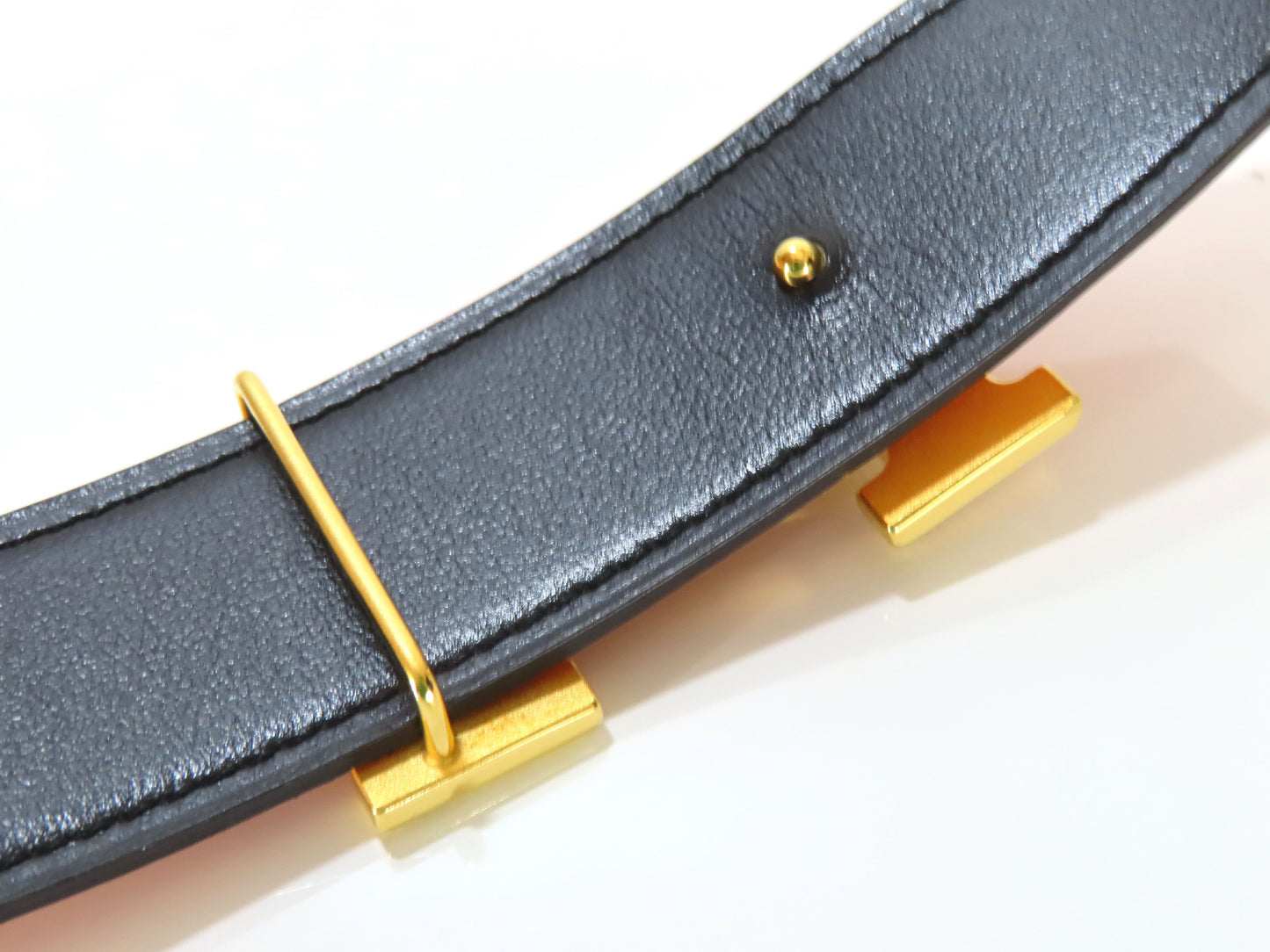 HERMES Constance H Storie U Stamp 2022 Gold Reversible Belt with Box