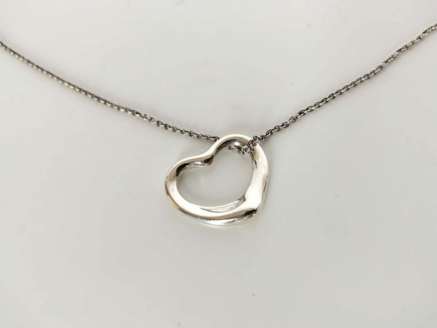 Tiffany & Co. Open Heart Tiffany Necklace, Large Open Heart, Ag925 Necklace