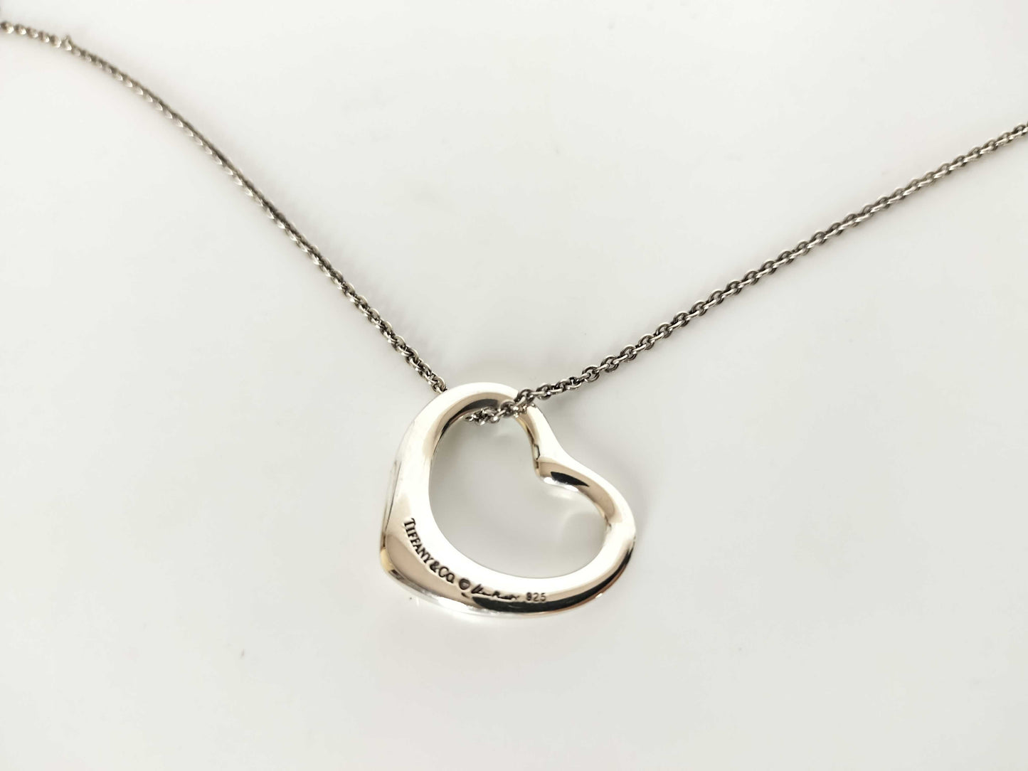 Tiffany & Co. Open Heart Tiffany Necklace, Large Open Heart, Ag925 Necklace