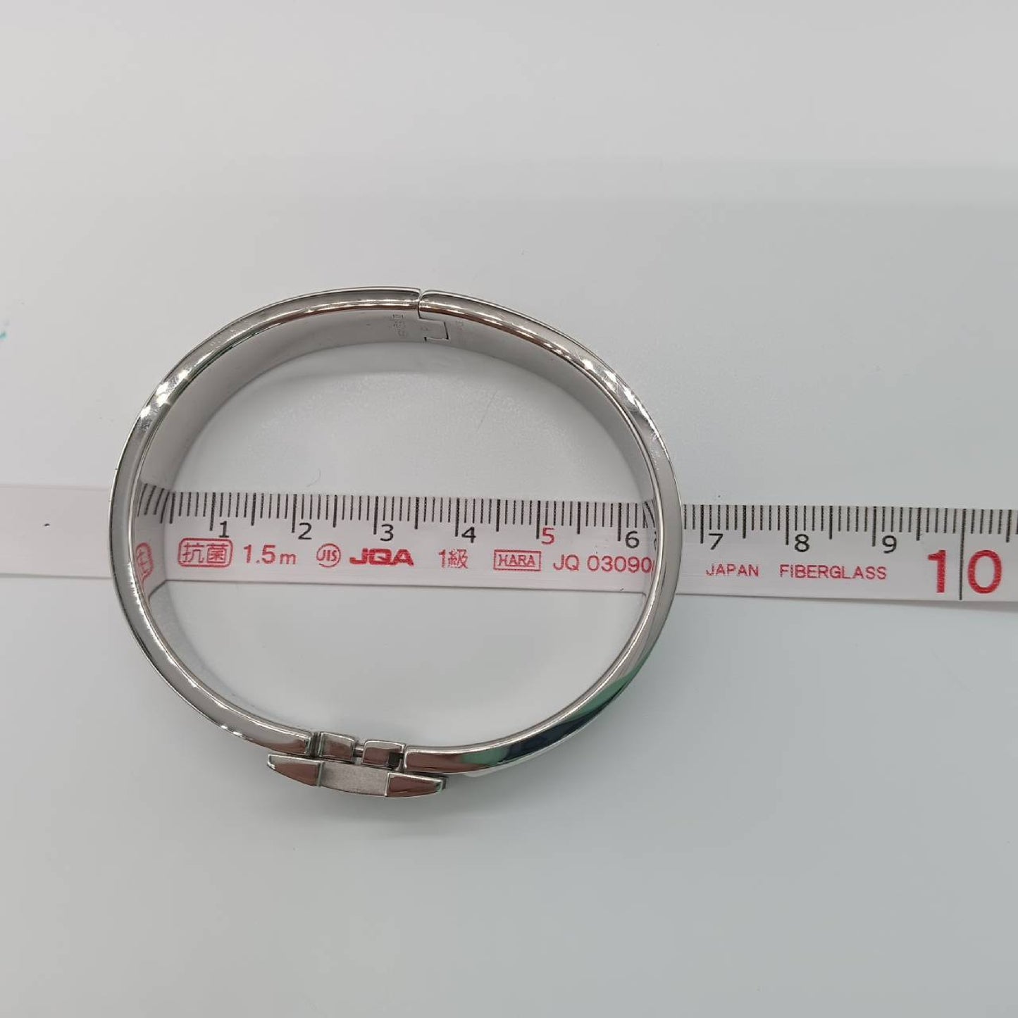 HERMES Click H Silver White Bracelet
