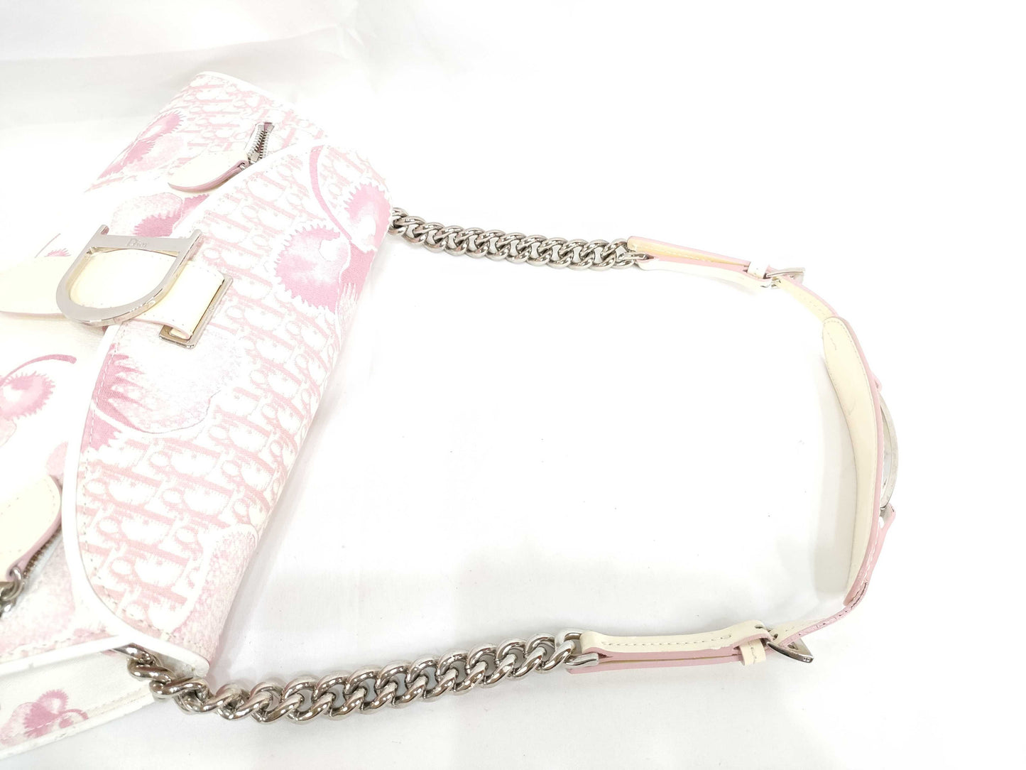 Dior Trotter Canvas x Patent Leather Chain Shoulder Bag LPK44290PI BO E 1014 Handbag