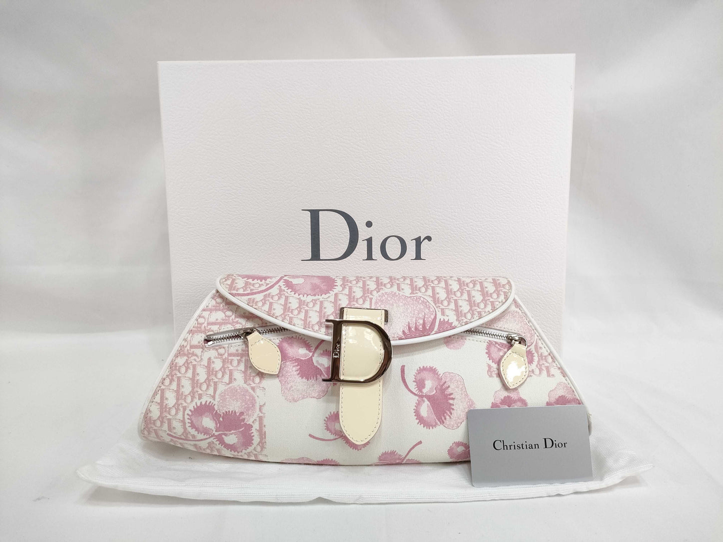 Dior Trotter Canvas x Patent Leather Chain Shoulder Bag LPK44290PI BO E 1014 Handbag