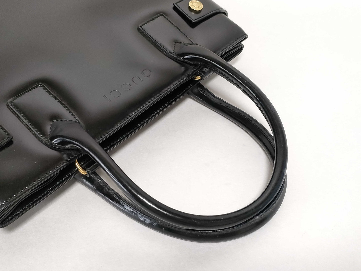 GUCCI Batent Leather Shoulder Bag, Black, 000.1113.0503, Handbag