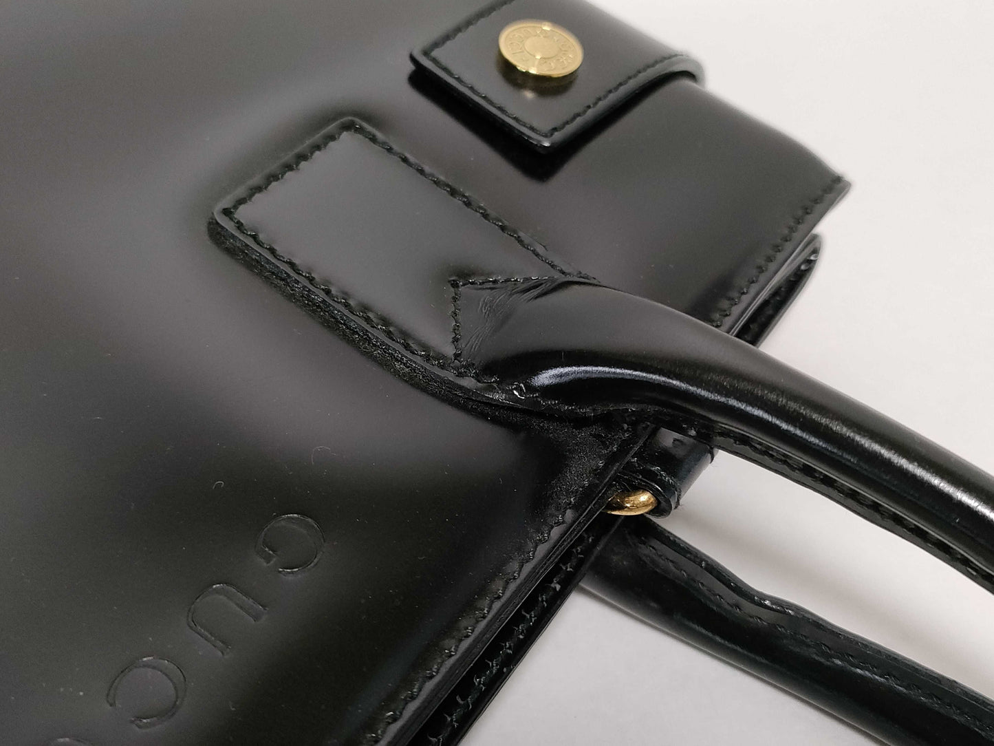 GUCCI Batent Leather Shoulder Bag, Black, 000.1113.0503, Handbag