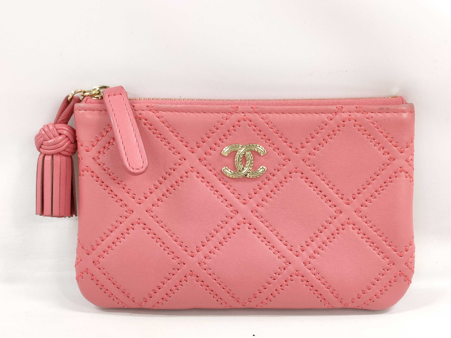 CHANEL Mini Pouch Leather Pink Pouch