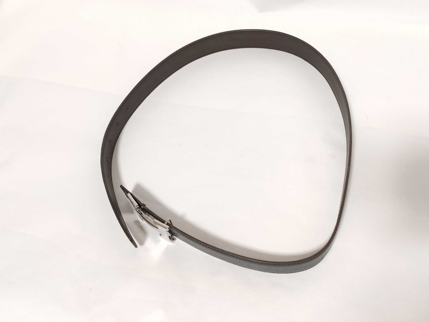HERMES Constance H Belt, Box Calf, Black/Dark Brown, #85