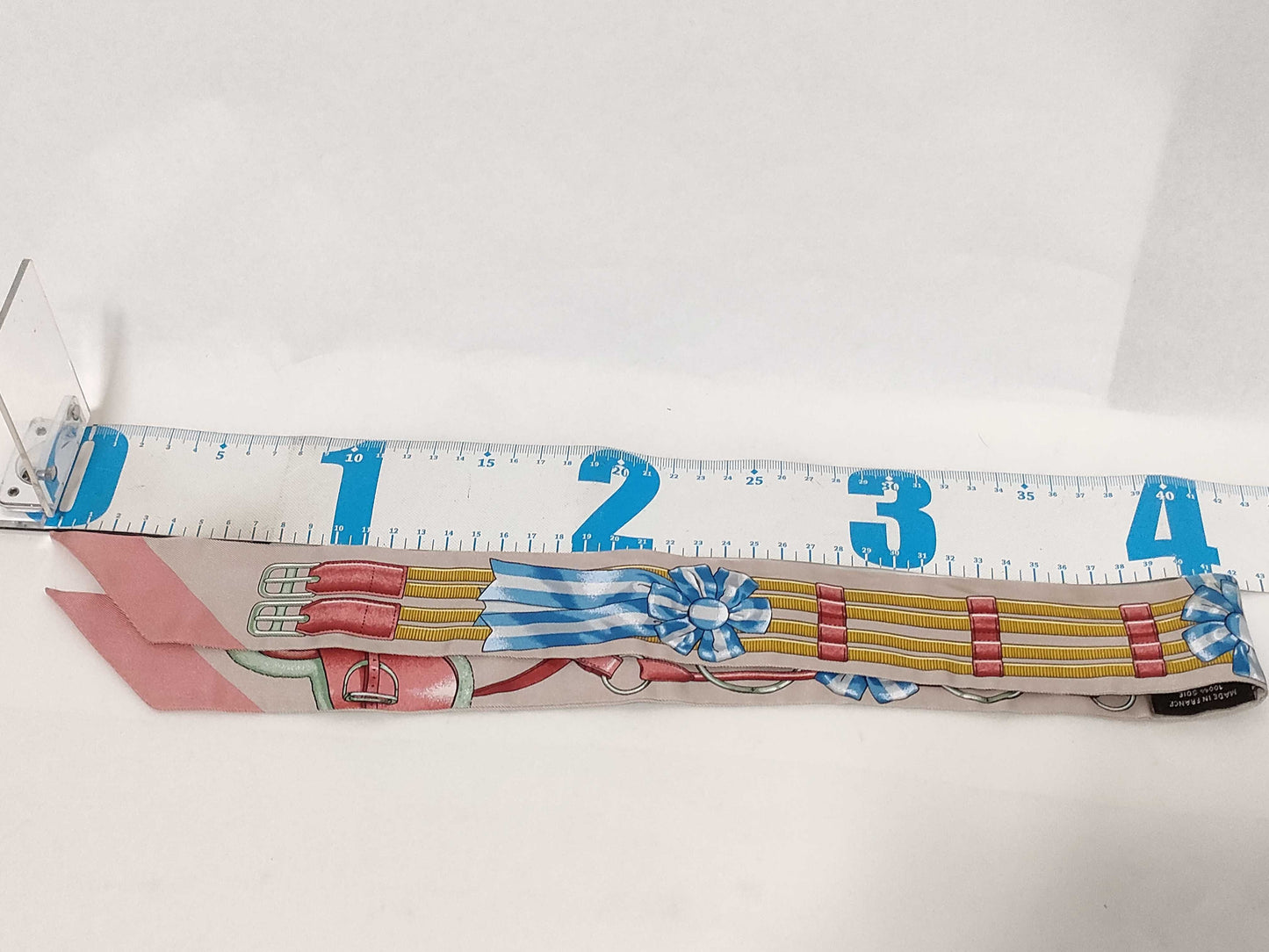 HERMES Twilly "Jumping" 100% Silk Scarf in Gray/Pink/Multicolor