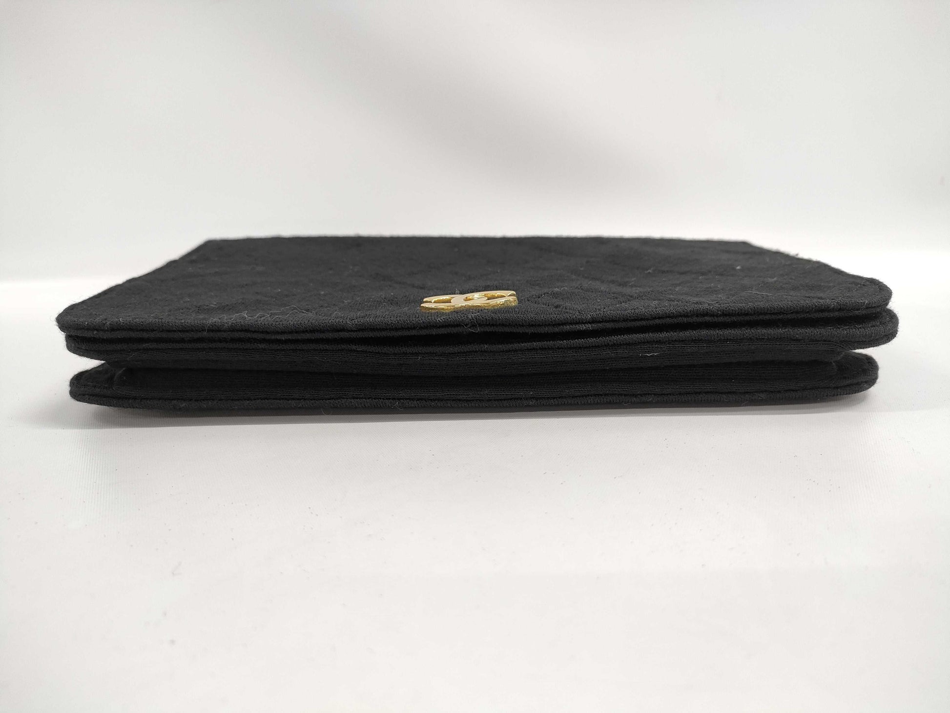 CHANEL Matelasse Chain Shoulder Bag in Black Cotton