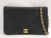 CHANEL Matelasse Chain Shoulder Bag in Black Cotton