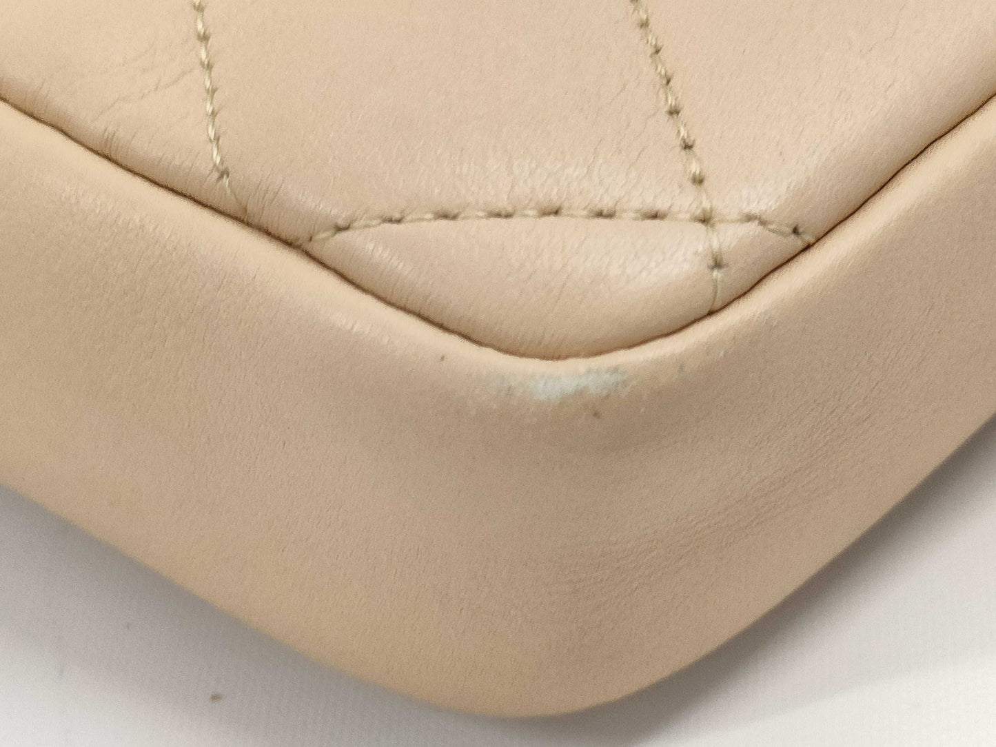 CHANEL Cambon Line Shoulder Bag, Leather, Beige/Black