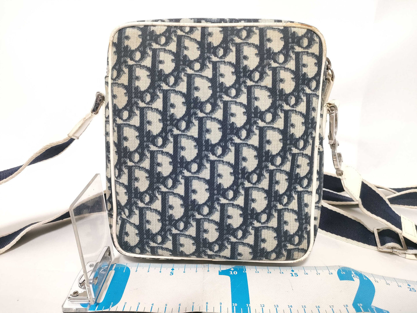 Dior Trotter Christian Dior Shoulder Bag PVC/Enamel Navy/White Shoulder Bag