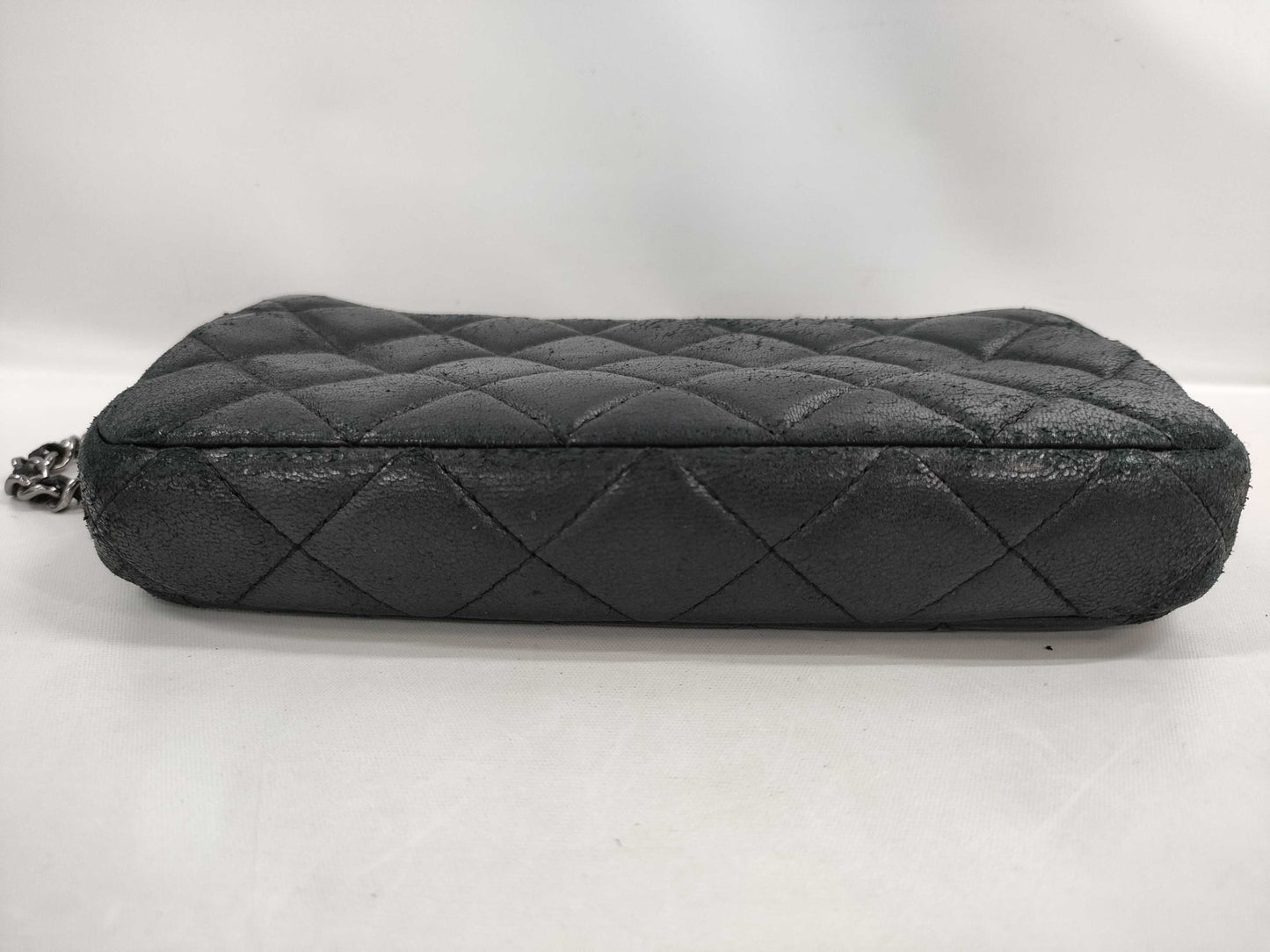 CHANEL Matelasse Chain Wallet Leather Black Shoulder Bag