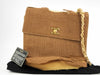 CHANEL Chain Shoulder Bag, Turn Lock, Linen, Brown, Shoulder Bag