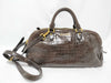 Miu Miu Miu Miu 2-Way Handbag with Long Strap, Crocodile Embossed, Brown
