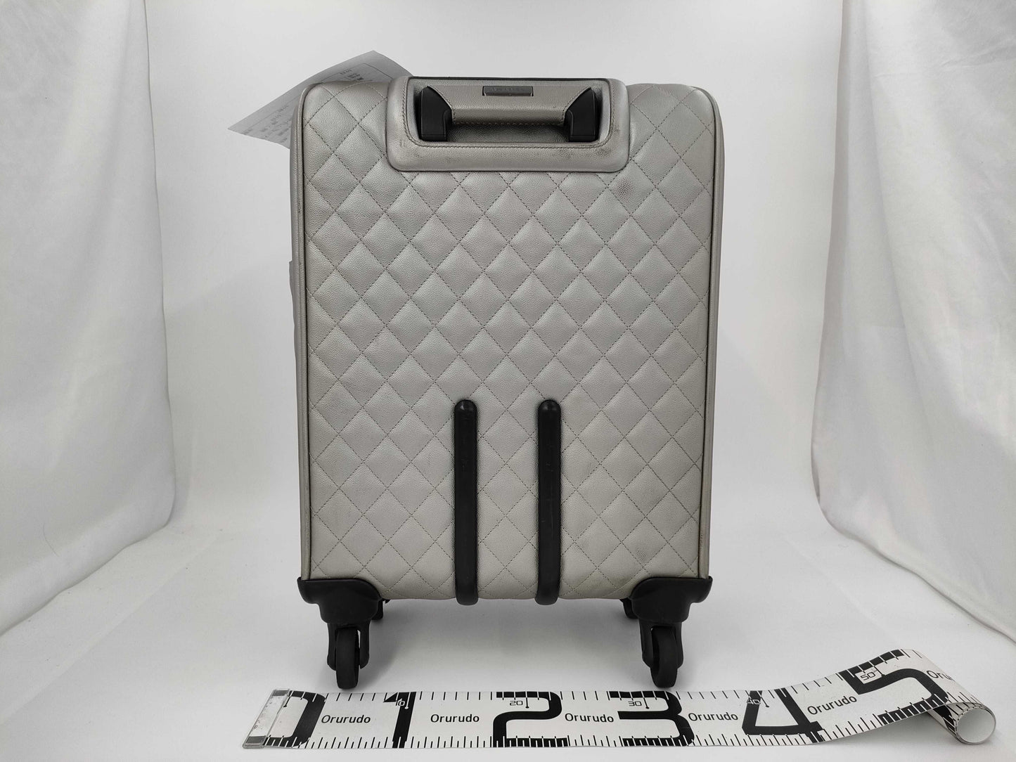 CHANEL Matelasse Carry-on Bag, Caviar Leather, Silver with Gunmetallic Hardware, 22153926