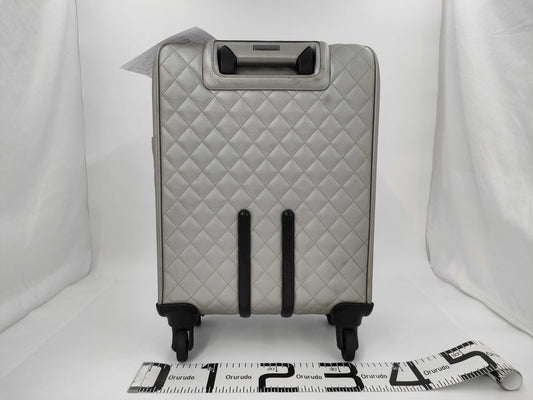 CHANEL Matelasse Carry-on Bag, Caviar Leather, Silver with Gunmetallic Hardware, 22153926