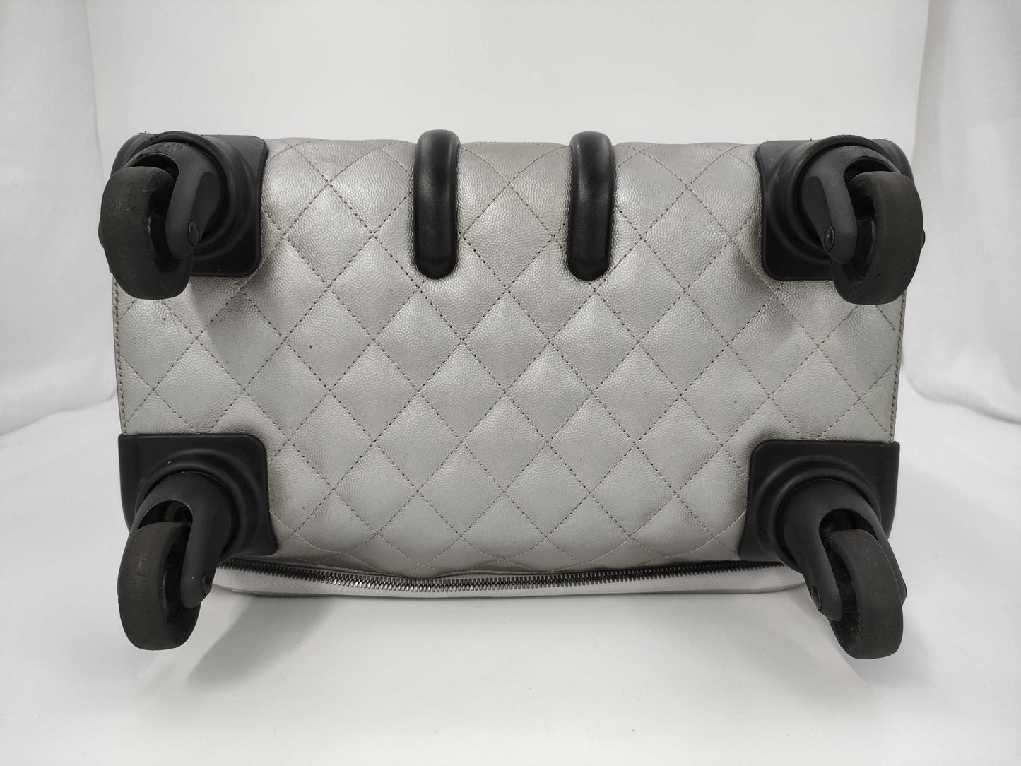 CHANEL Matelasse Carry-on Bag, Caviar Leather, Silver with Gunmetallic Hardware, 22153926