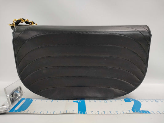 CHANEL Half Moon Shoulder Bag Black