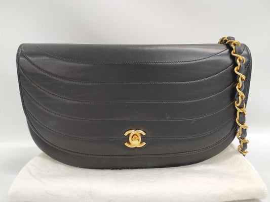 CHANEL Half Moon Shoulder Bag Black