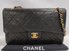 CHANEL Matelasse 25 Lambskin Double Flap Double Chain Bag in Black with Gold Hardware, 3960488 A01112 Shoulder Bag