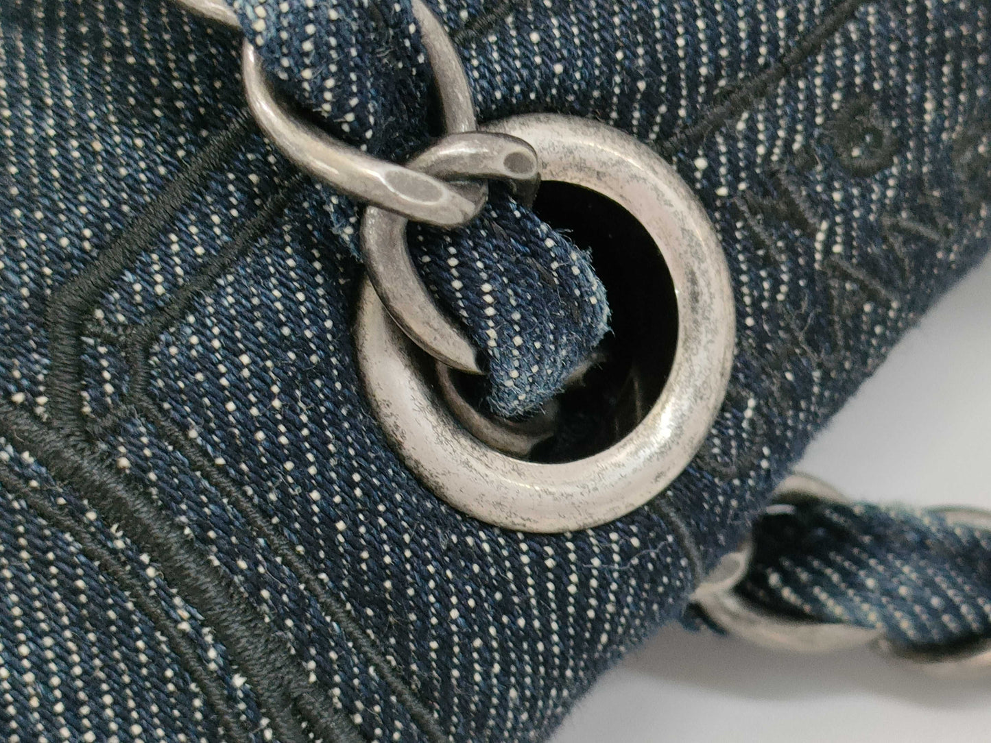 CHANEL Coco Perfume Denim Single Flap Double Chain Bag in Blue with Gunmetal Hardware, 22146518, No. 22 Shoulder Bag