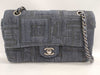 CHANEL Coco Perfume Denim Single Flap Double Chain Bag in Blue with Gunmetal Hardware, 22146518, No. 22 Shoulder Bag